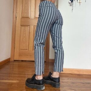 Brandy Melville High Waisted Striped blue grey and White Pants